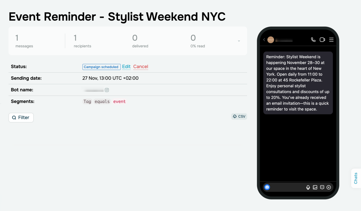 Une campagne de chatbot programmée par l'agent IA