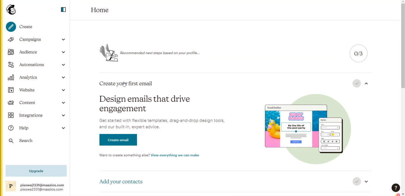 Interfaz de Mailchimp para su servicio de SMTP