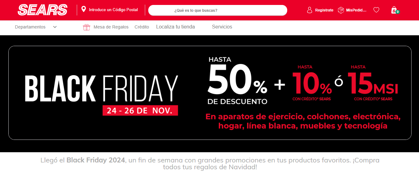 Sears lanzó una landing page efectiva para su Black Friday 2024