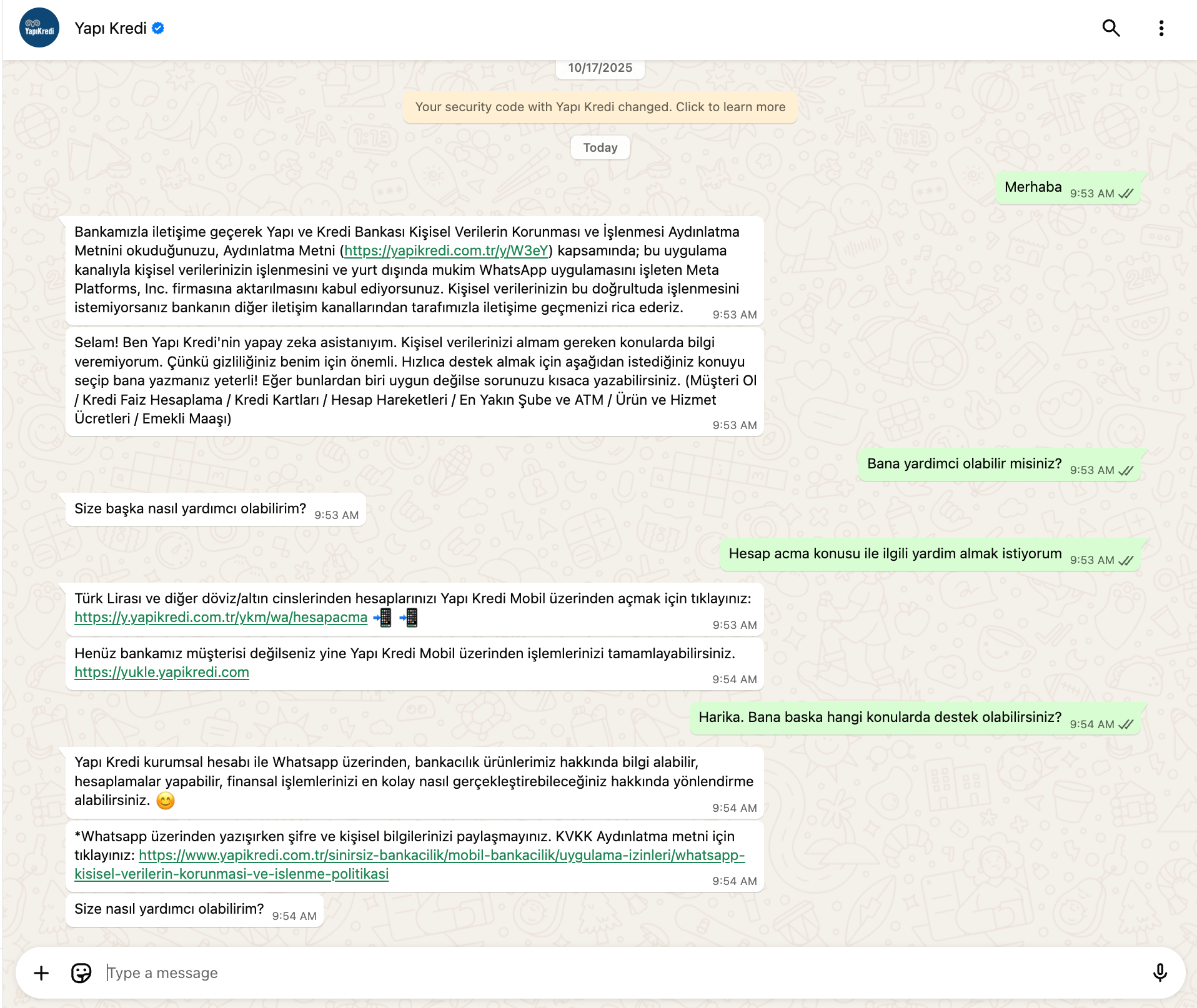 Yapı Kredi’den karşılama mesajı