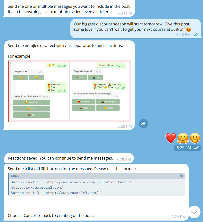 Підготовка розширеного запланованого повідомлення для розсилки в @ControllerBot