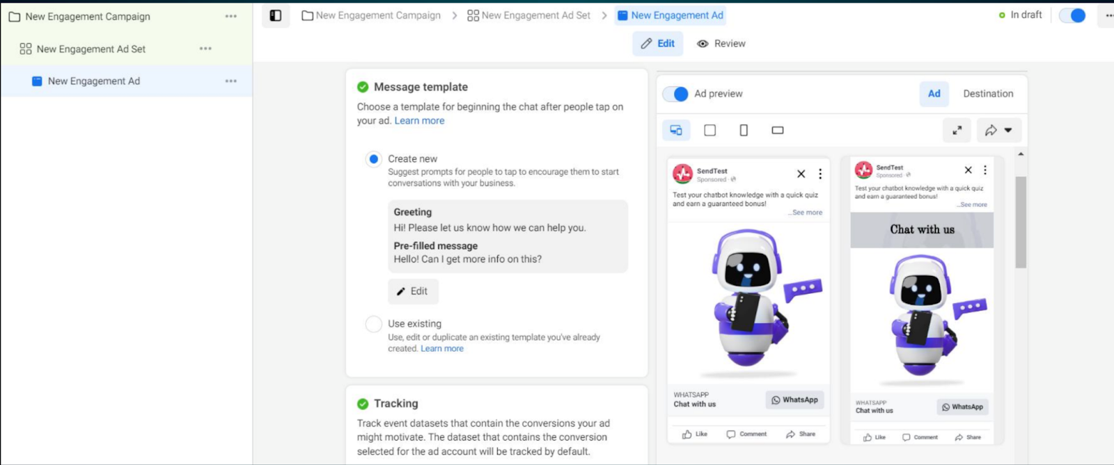 Diseño de plantillas de los mensajes de texto para las campañas