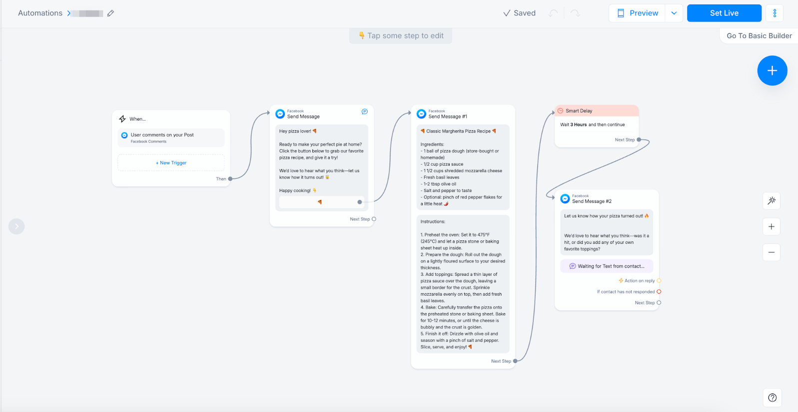 flux déclenché par un commentaire Facebook