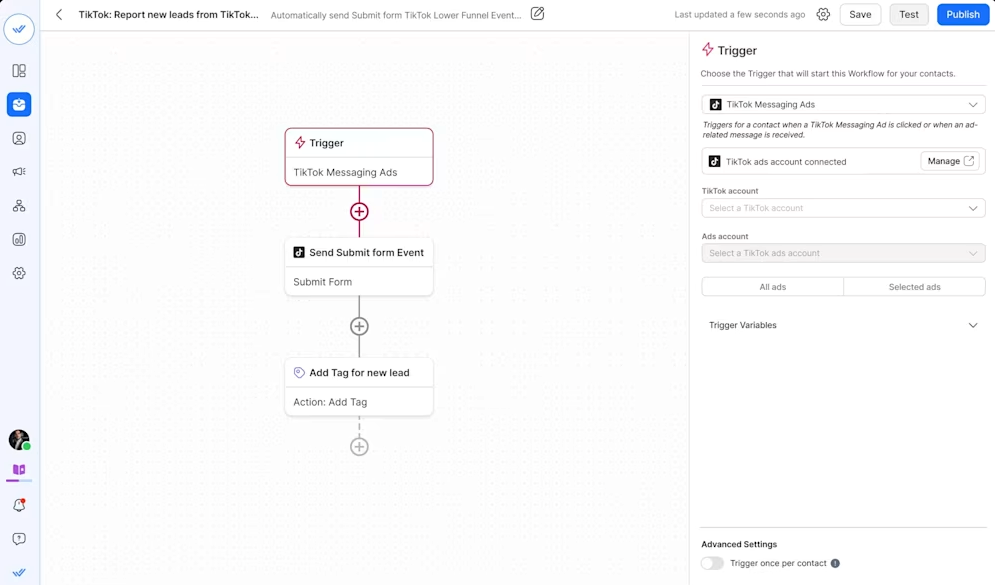 Respond.io ile TikTok için bir chatbot akışı oluşturma