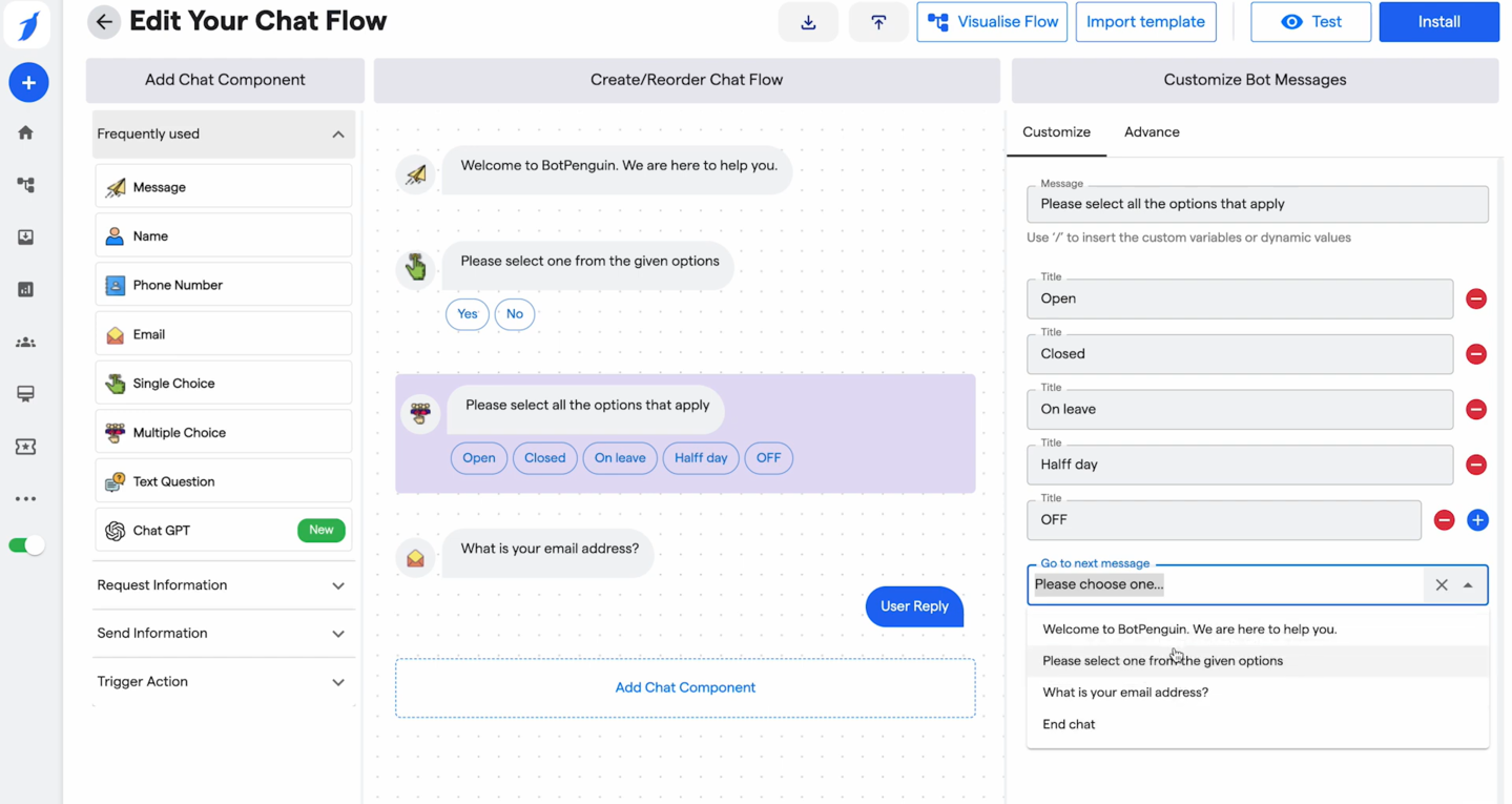 Personnalisation du flux d'un chatbot 