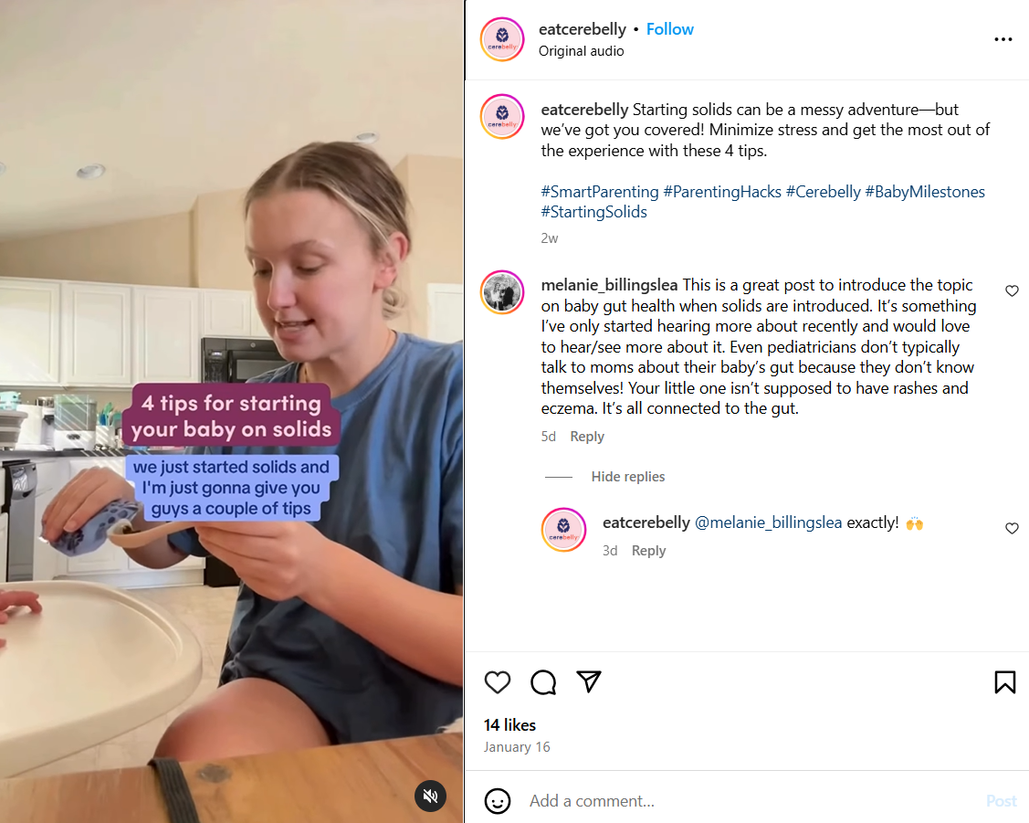 Ejemplo de video con contenido generado por el usuario con tema de salud de bebés