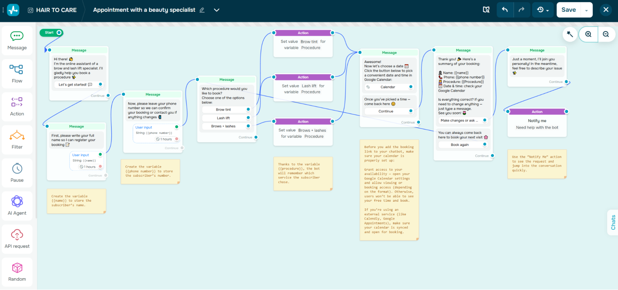 flux de chatbot pour Instagram