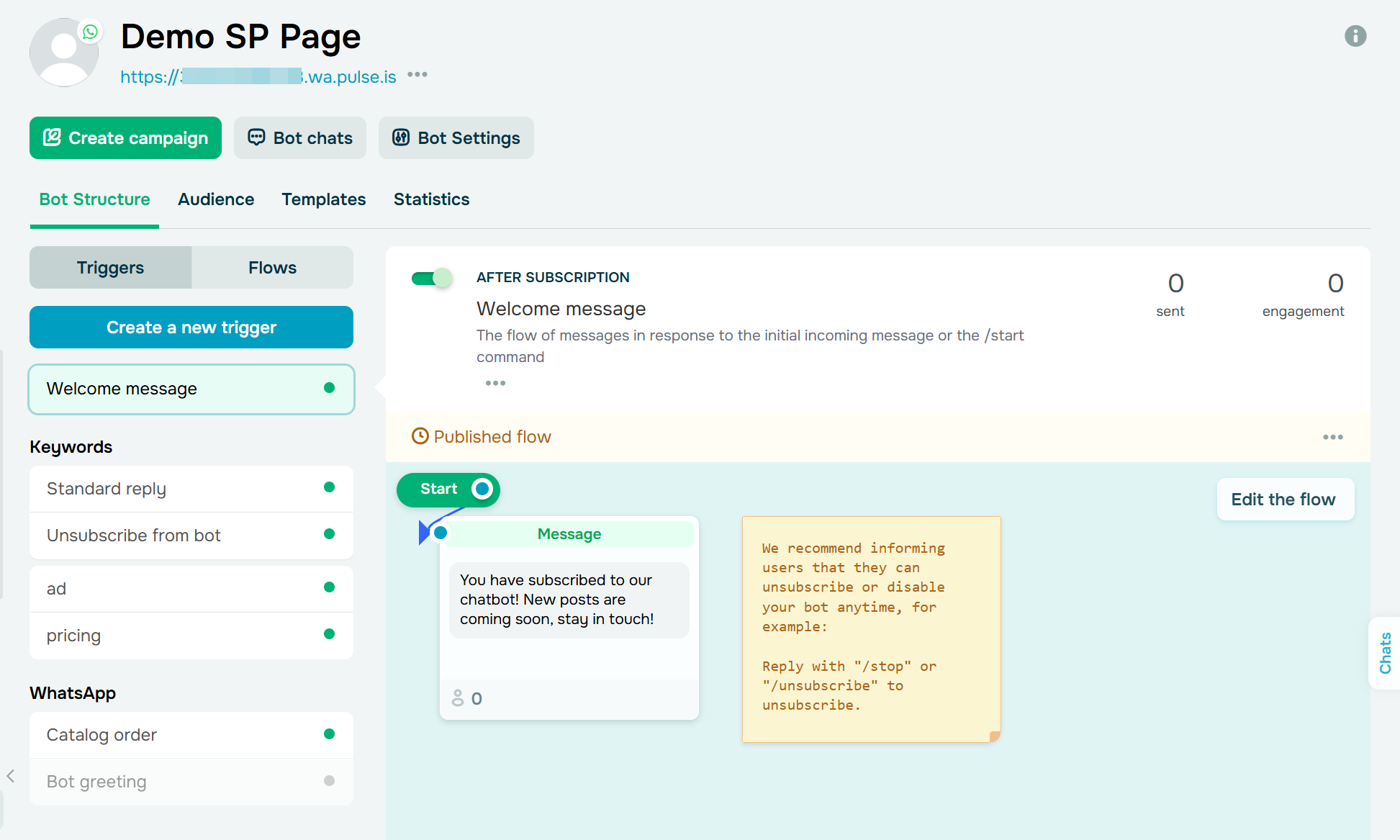 WhatsApp karşılama akışını yönetme