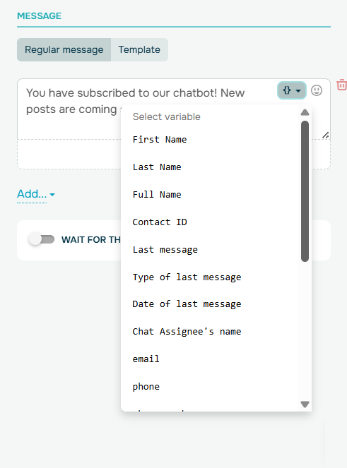 WhatsApp welcome message personalization