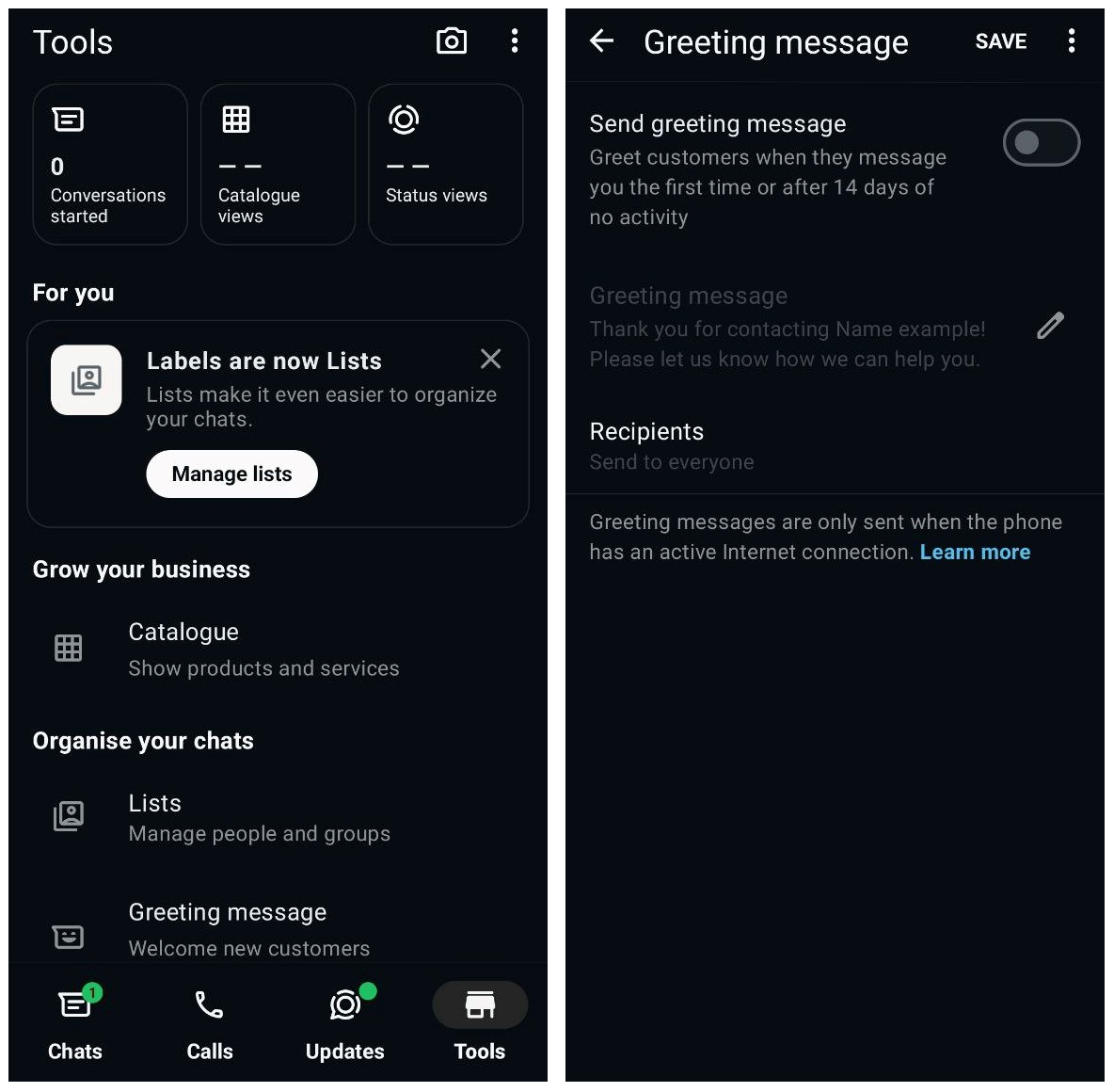 WhatsApp Business profilinde karşılama mesajı ayarlama