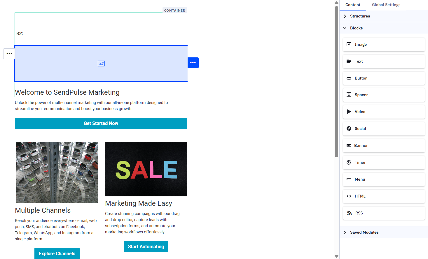 ActiveCampaign email builder