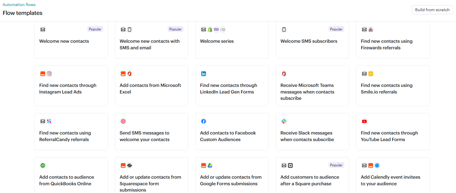 Automation templates at Mailchimp 