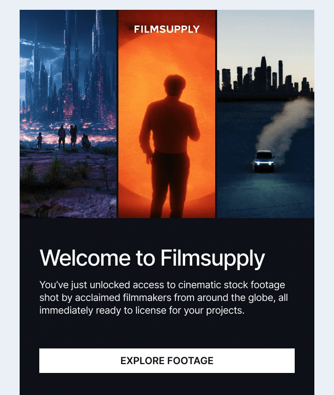 triggered email example from Filmsupply