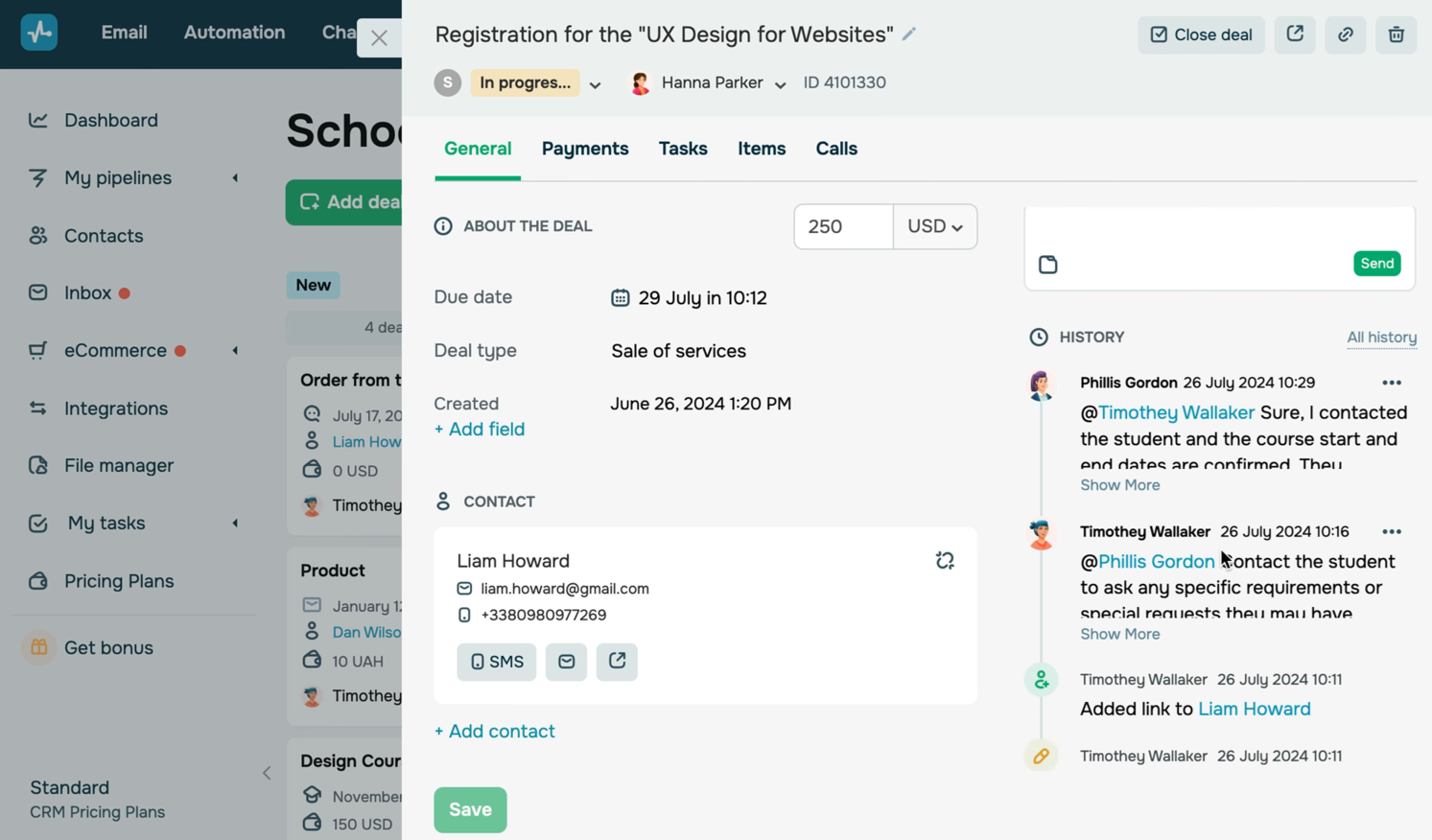 team collaboration in deal cards