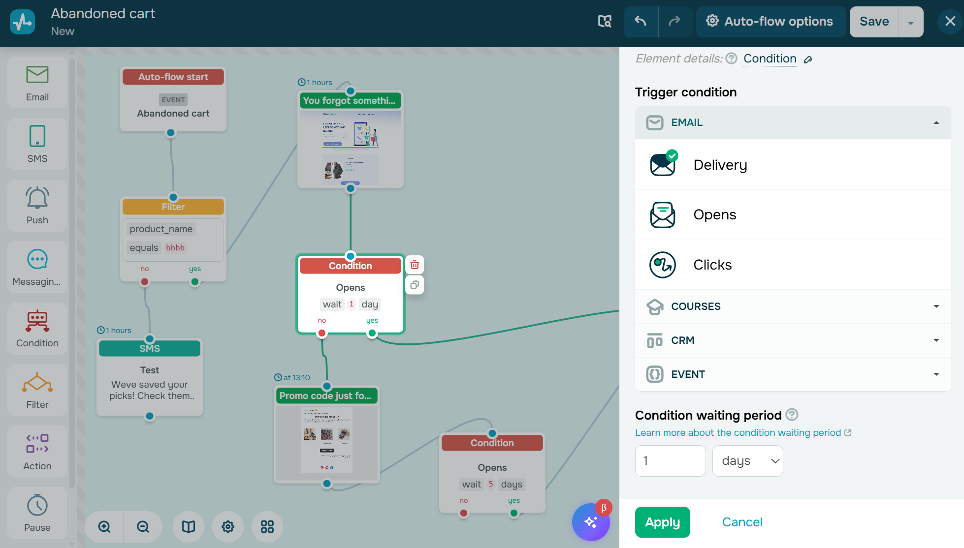 “Condition” block in the automation builder