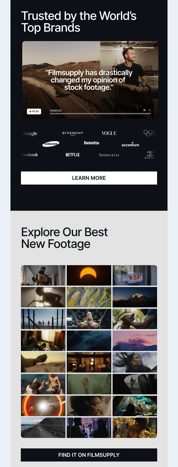 triggered email to welcome new Filmsupply users