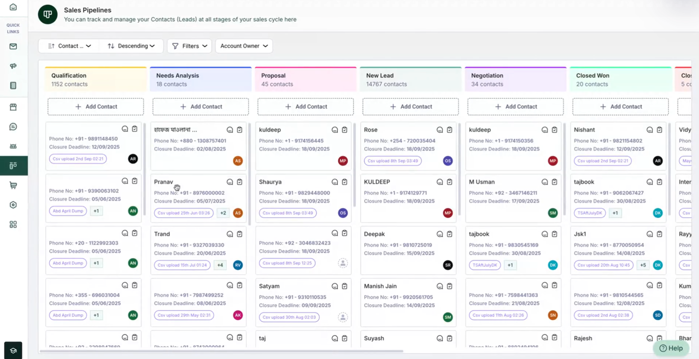 WhatsApp sales pipeline management