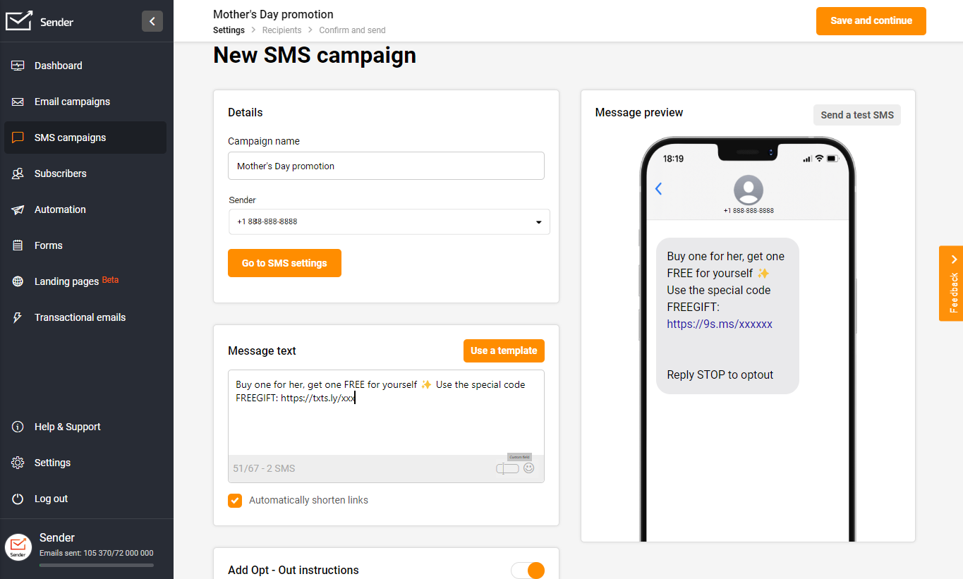 SMS campaign
