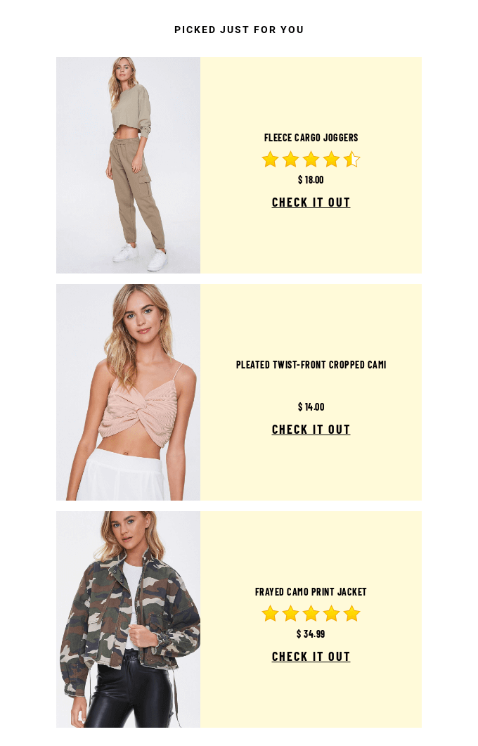 Personalized product recommendation block