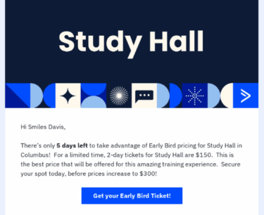 Etkinlik kaydını teşvik etmek için belirgin şekilde konumlandırılmış, aksiyon odaklı net bir CTA