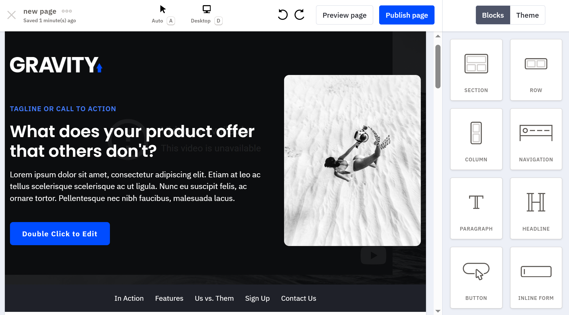 ActiveCampaign page editor