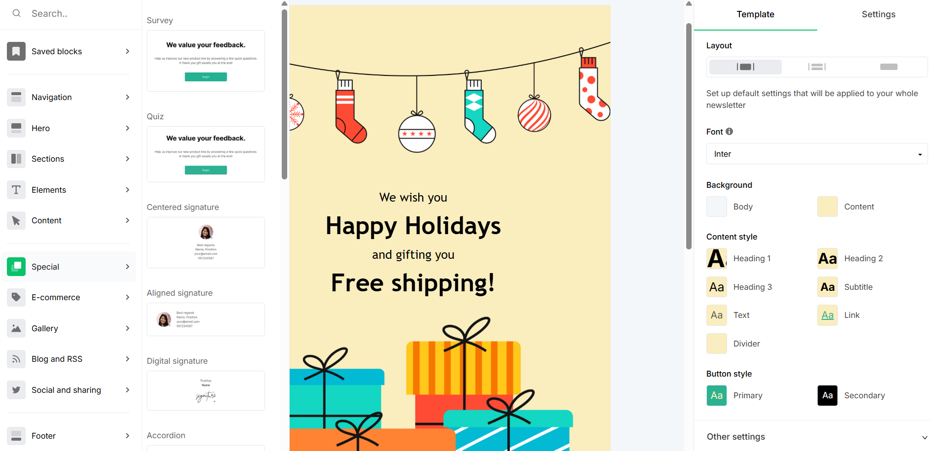 MailerLite email editor