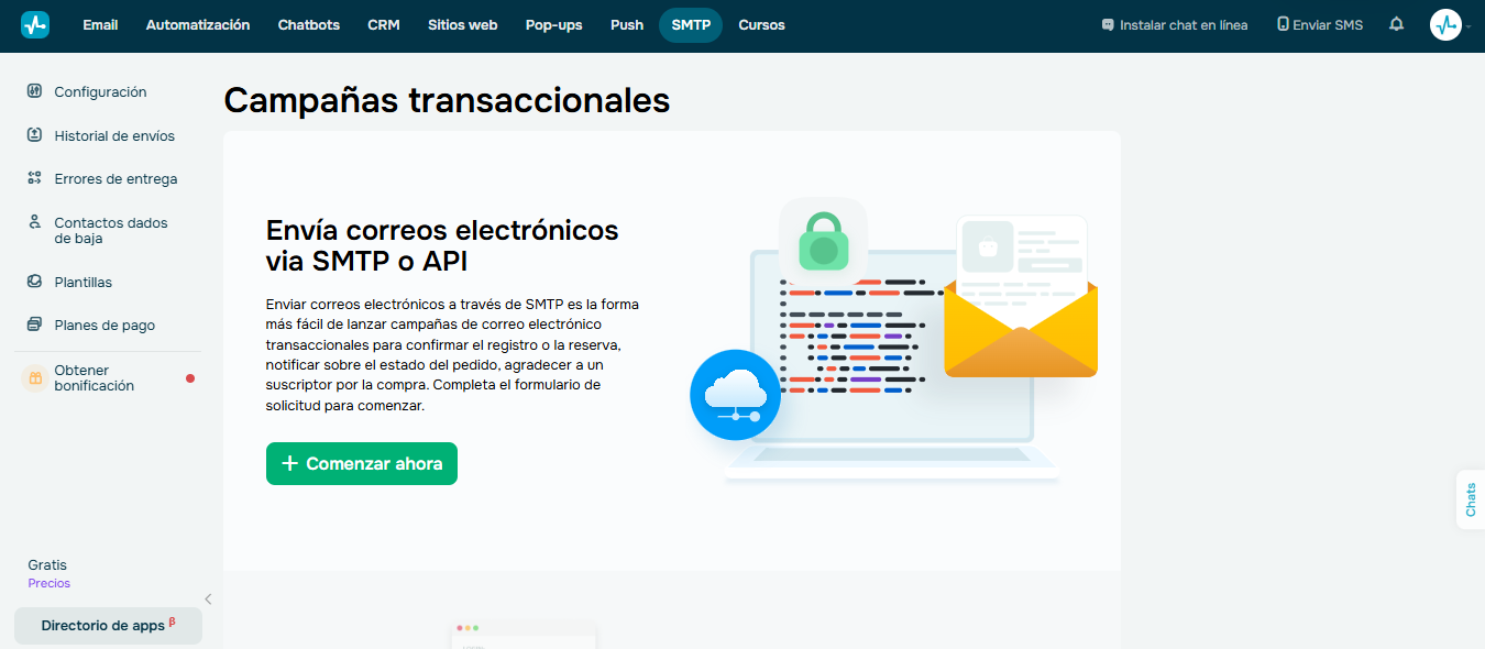 Sistema SMTP de SendPulse
