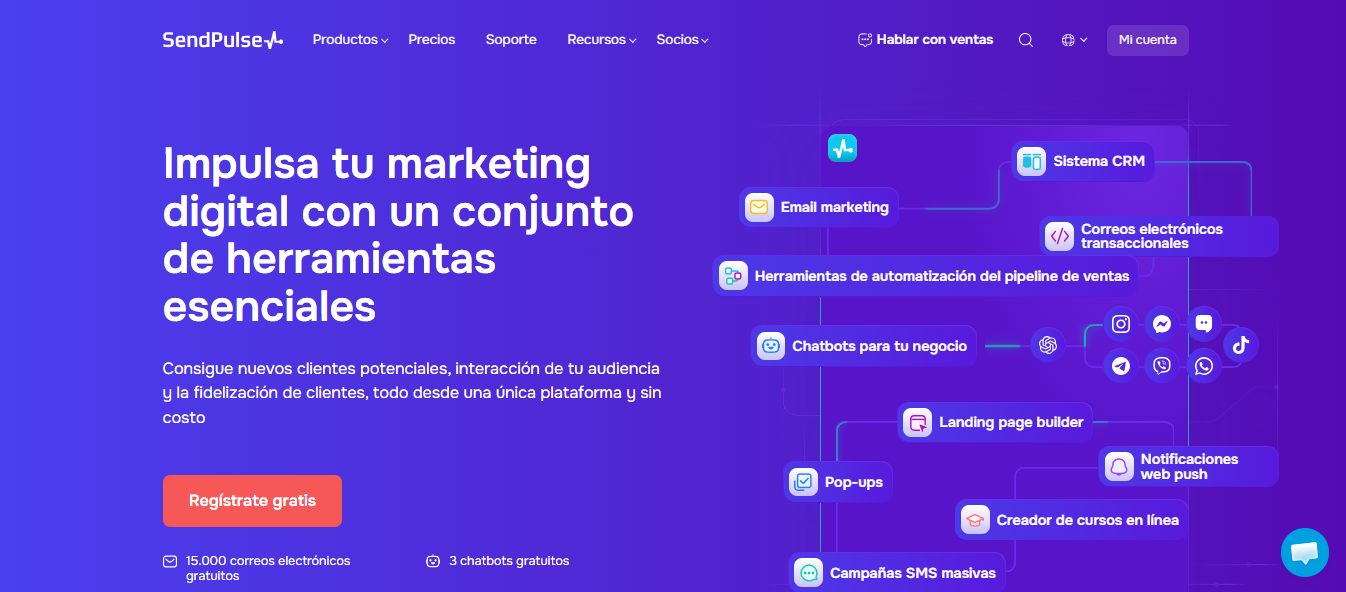 SendPulse es una plataforma todo-en-uno 