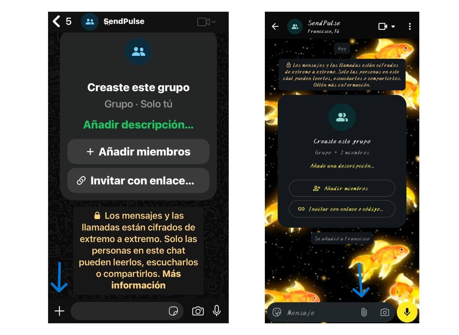 Paso uno para crear una encuenta en WhatsApp