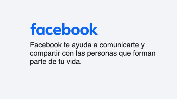 Captura de pantalla del eslogan de Facebook