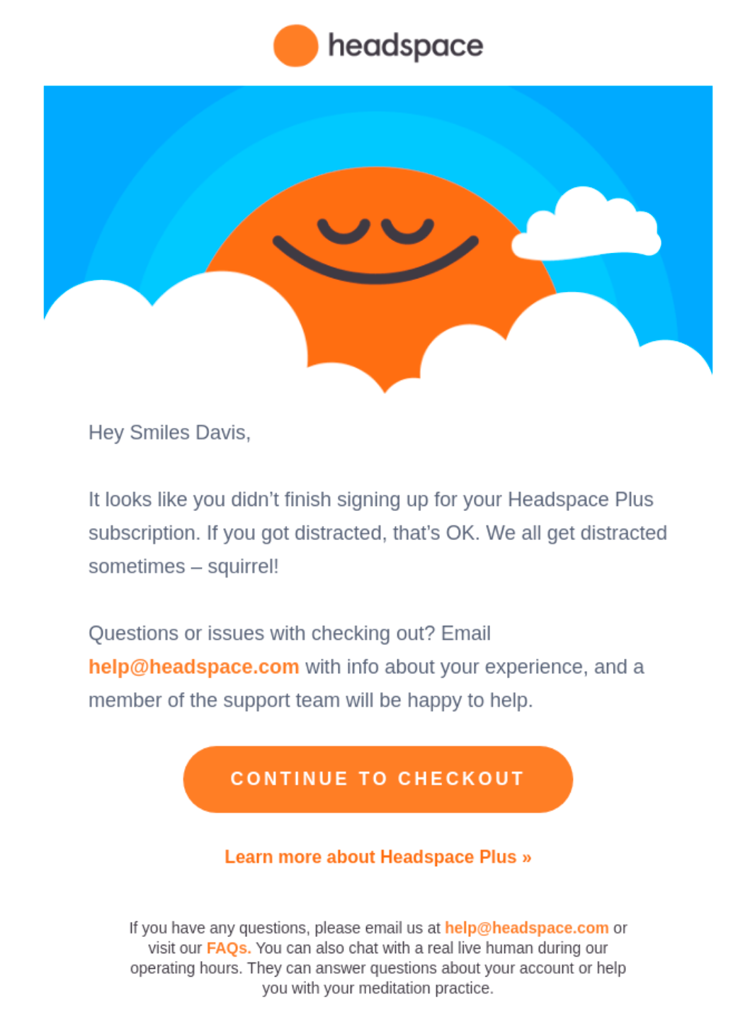email example from Headspace