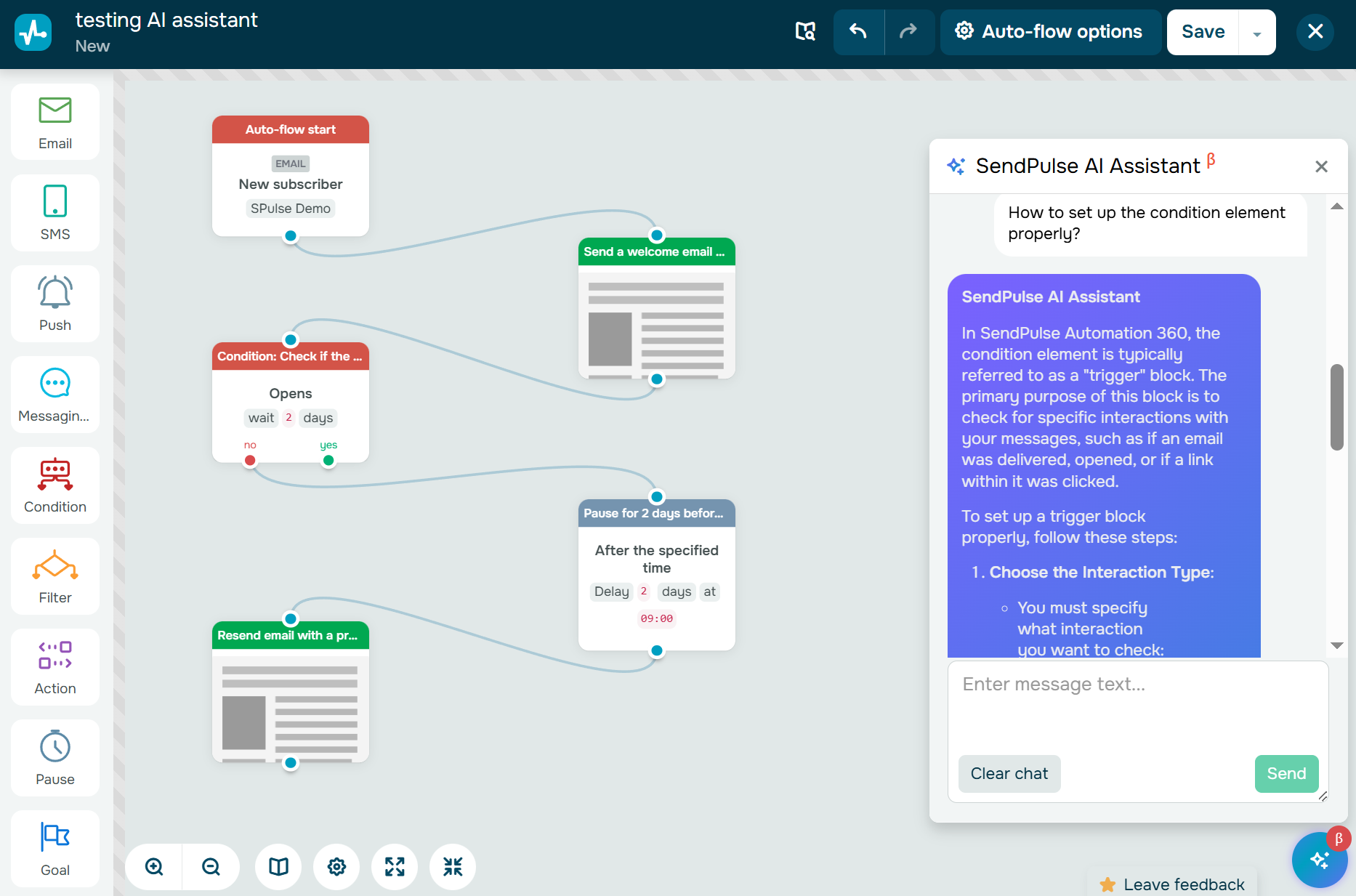 AI automation assistant guiding a user