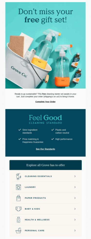 Hediye sunan terk edilmiş sepet e-postası