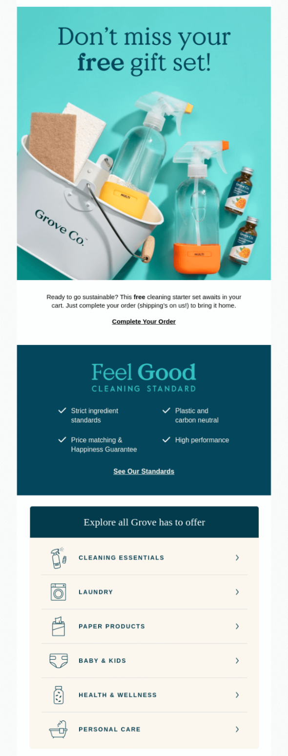 abandoned cart email