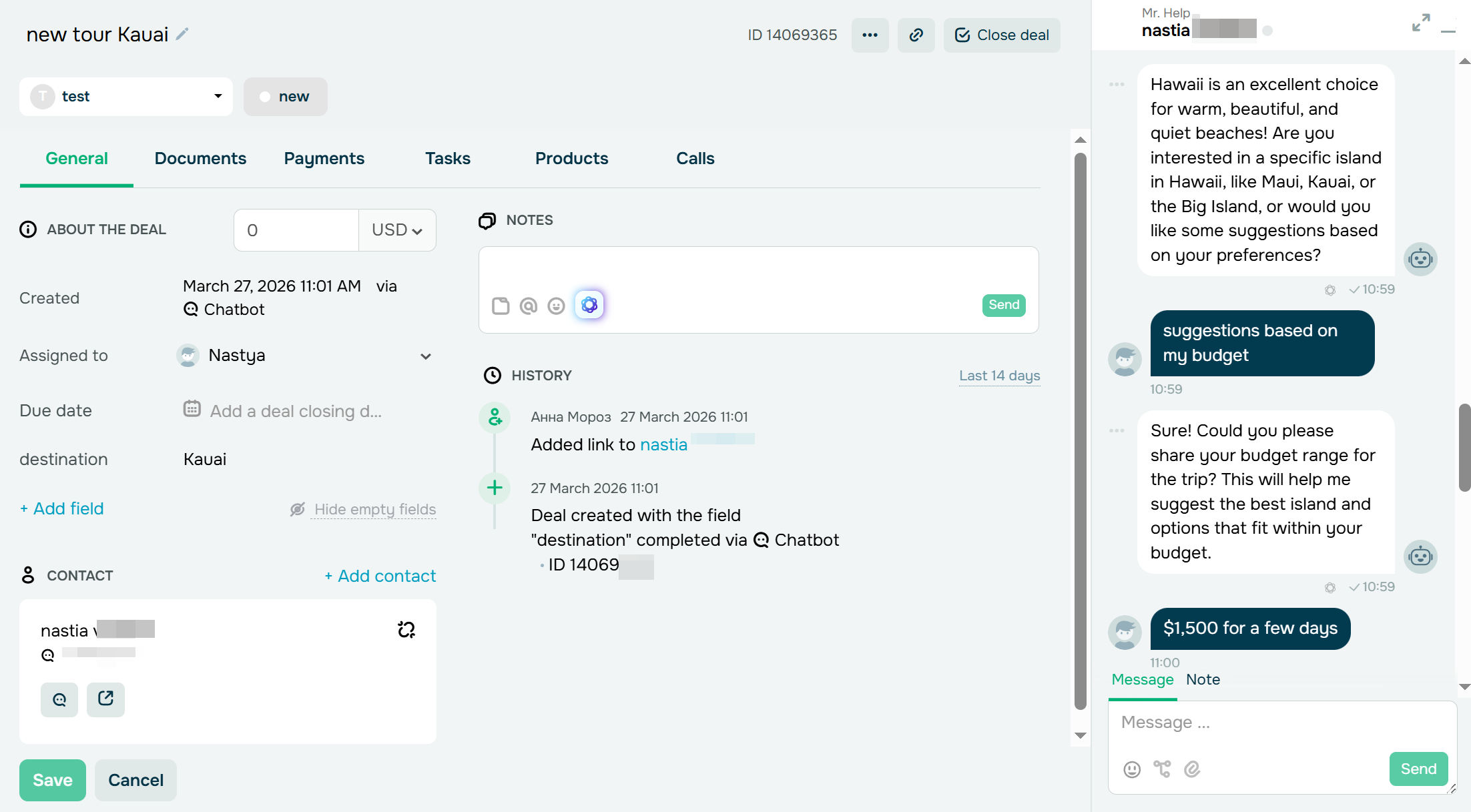 deal created by the chatbot