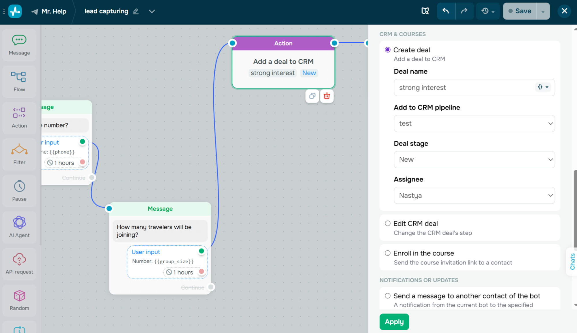 new CRM deal from the travel chatbot