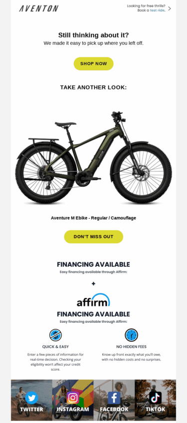 Ürünün görsel hatırlatmasını içeren bir e-posta