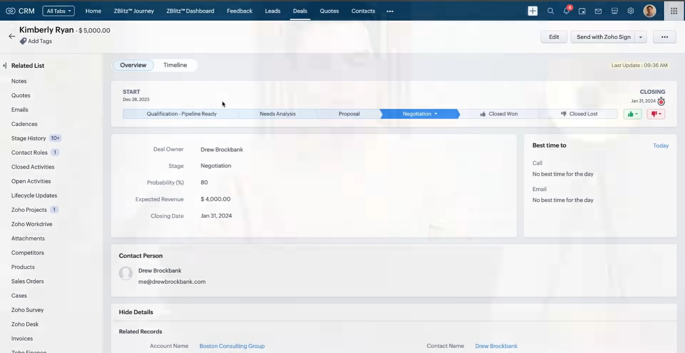 Zoho CRM ayuda con la gestión de clientes