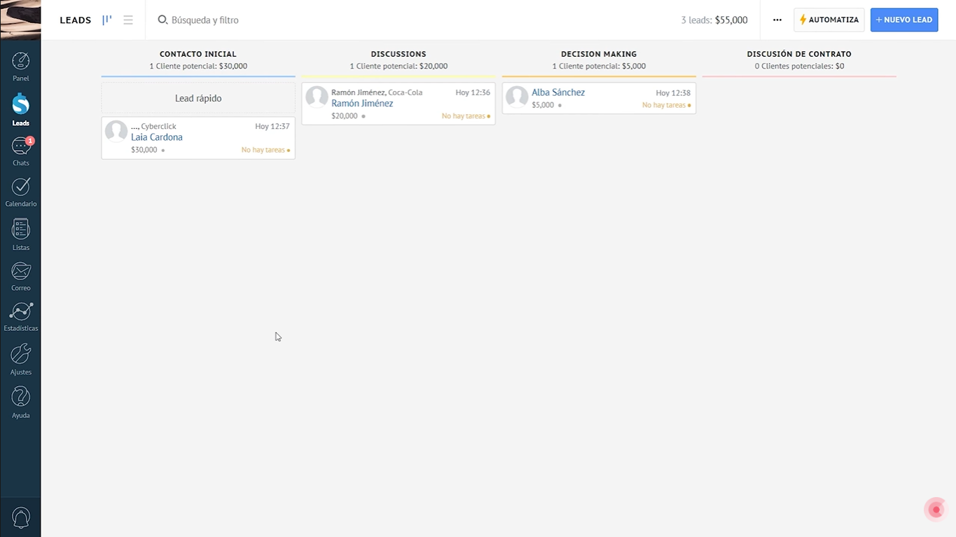Editor de arrastrar y soltar de Kommo
