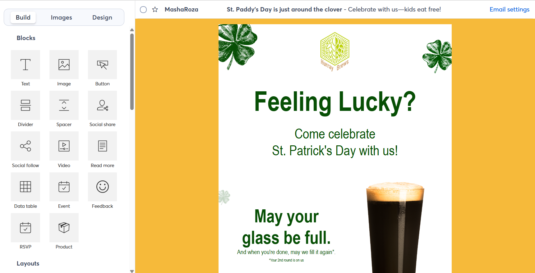 holiday template in the Constant Contact email editor