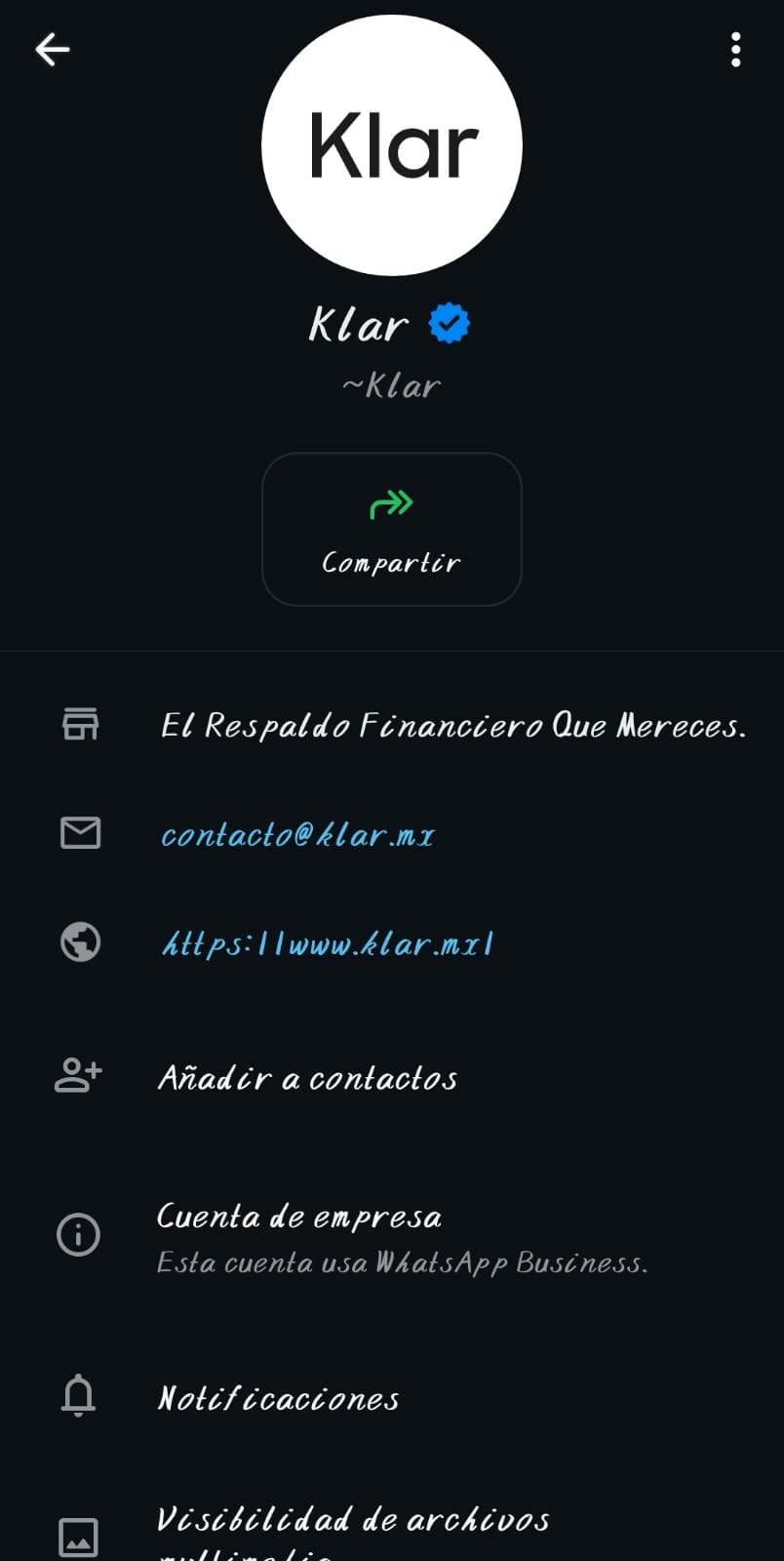 Cuenta verificada de Klar