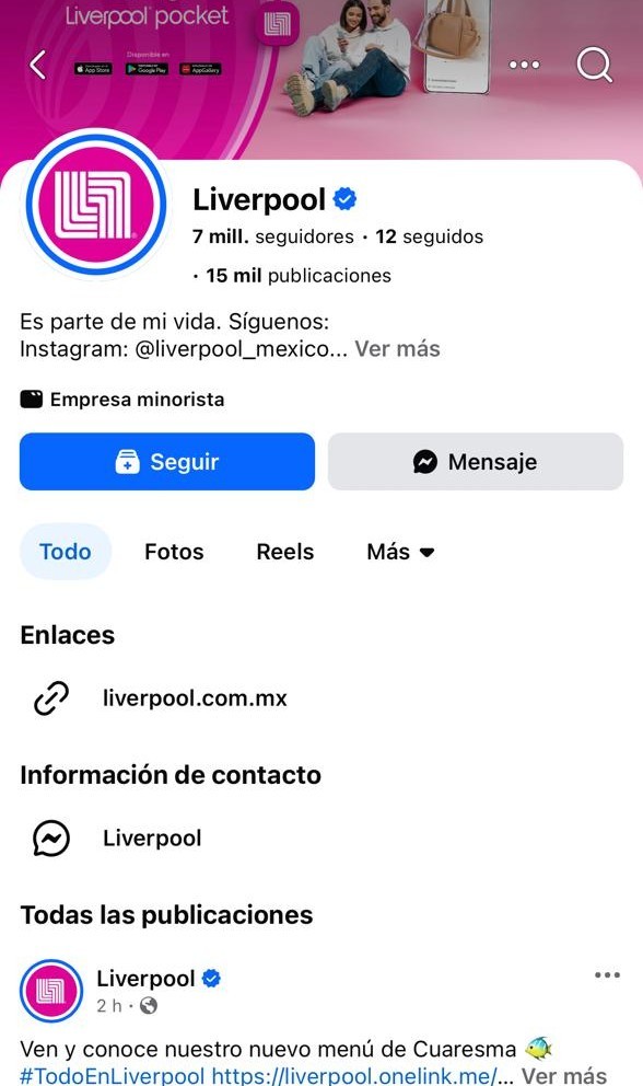 Liverpool tiene una cuenta verificada por Meta Verified