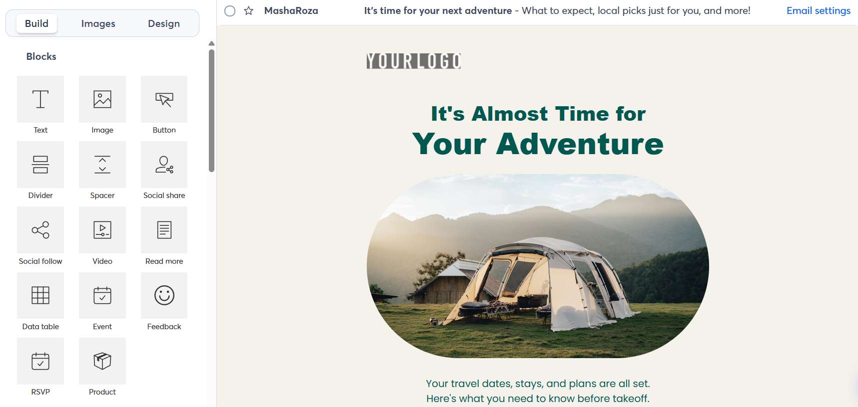 Constant Contact email editor 