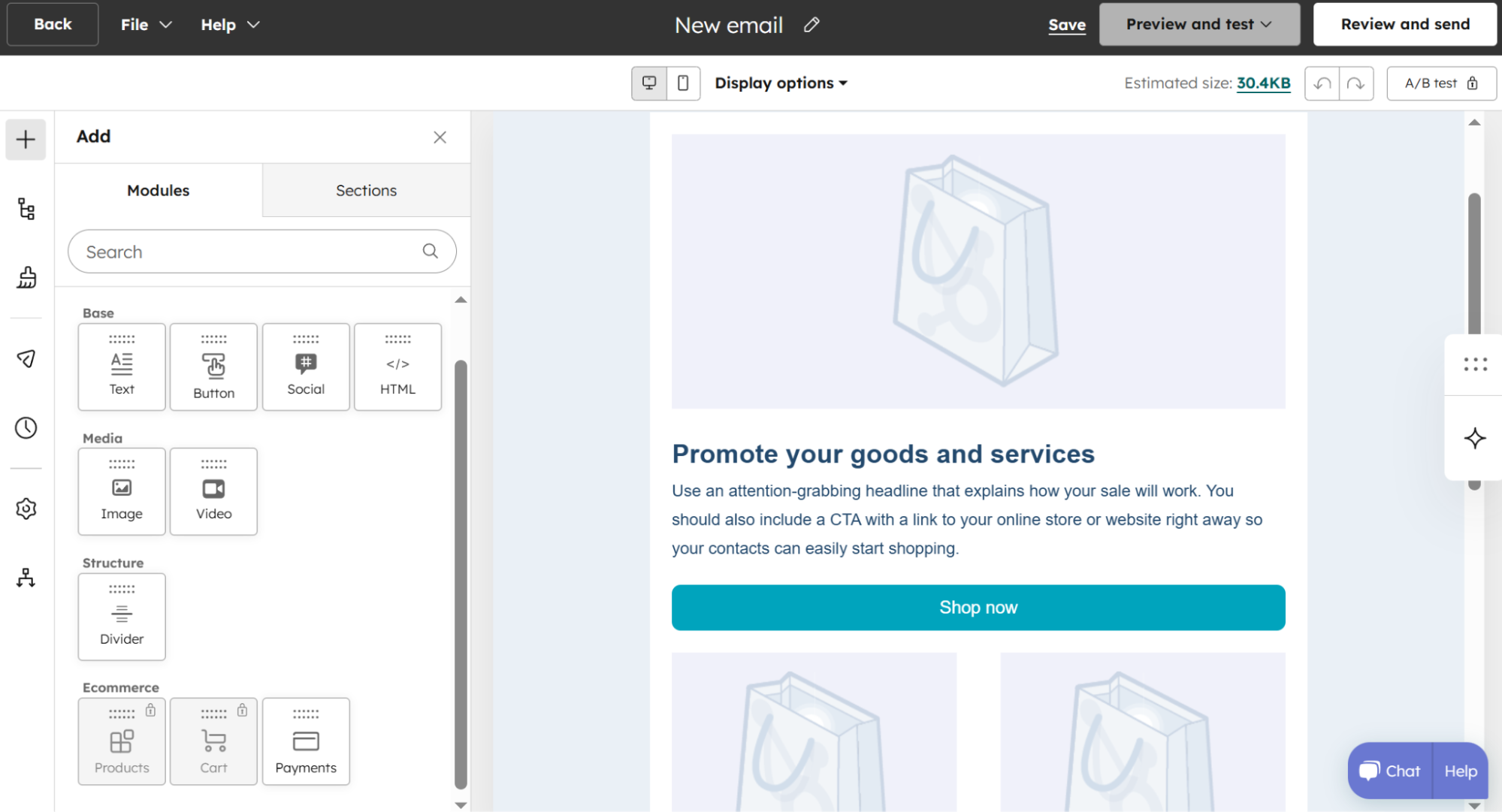 HubSpot’s visual builder