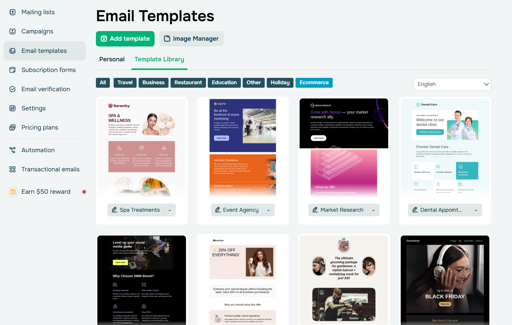 email template library 