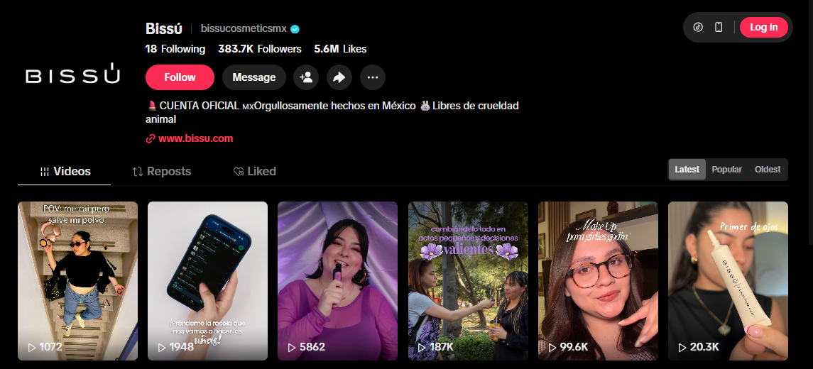 Perfil de Bissú en TikTok