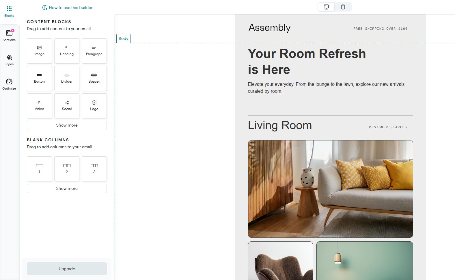 Mailchimp email editor 