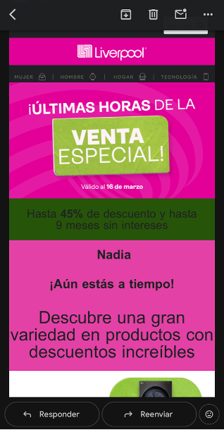 Email de venta especial para Liverpool