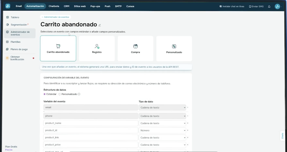 Email de carrito abandonado en SendPulse