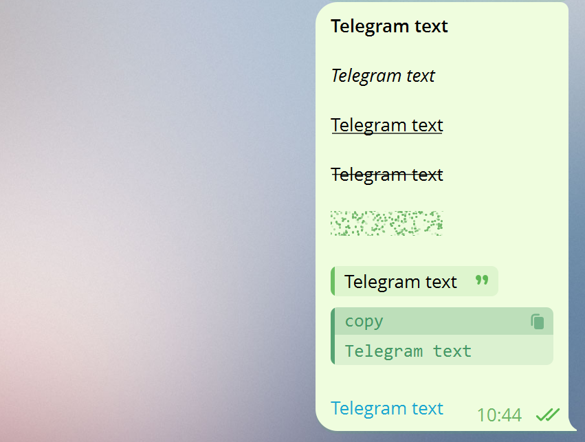 Telegram text styles